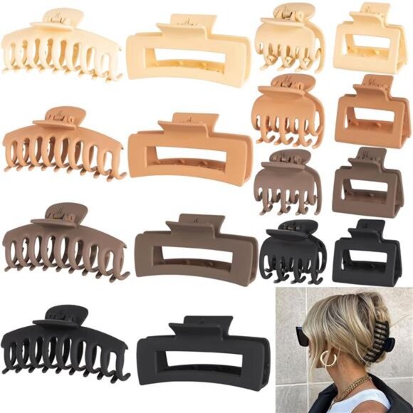 Neutral Matte Claw Clip Set | Large Hair Clips for Thick & Thin Hair - Picture 3 of 3
